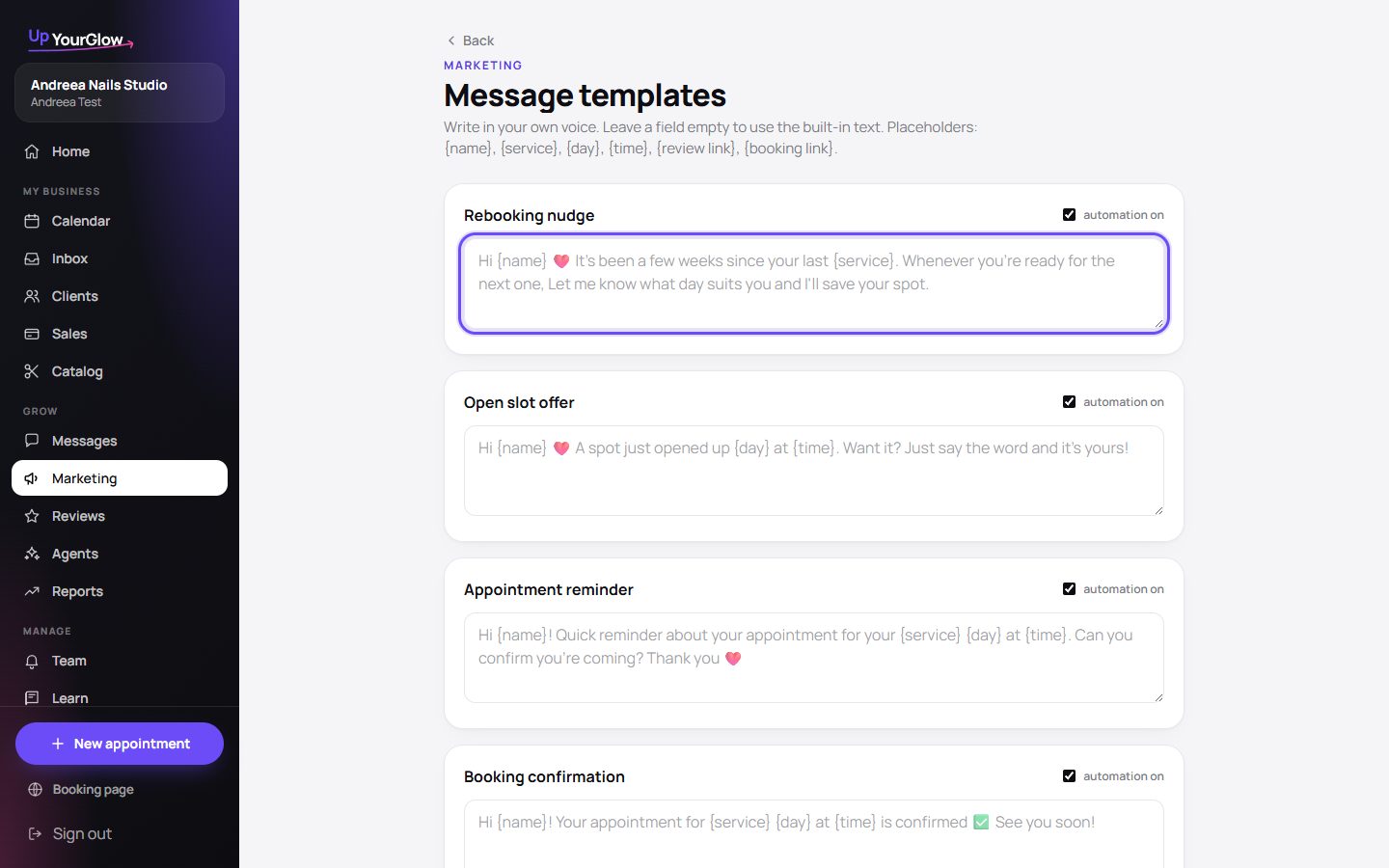 Screenshot: Write the wording once